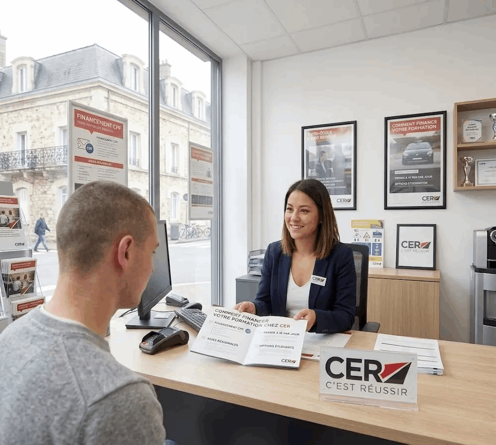 Conseillère CER accompagnant un élève dans son projet de permis de conduire